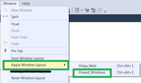 Apply Window Layout menu option